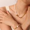 French Retro Pearl & Titanium Steel Baroque OT Buckle Necklace – Women's Light Luxury Jewelry