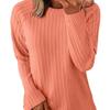 Long Sleeves Casual Pullover Round Neck Textured Loose Long-sleeved T-shirt Top