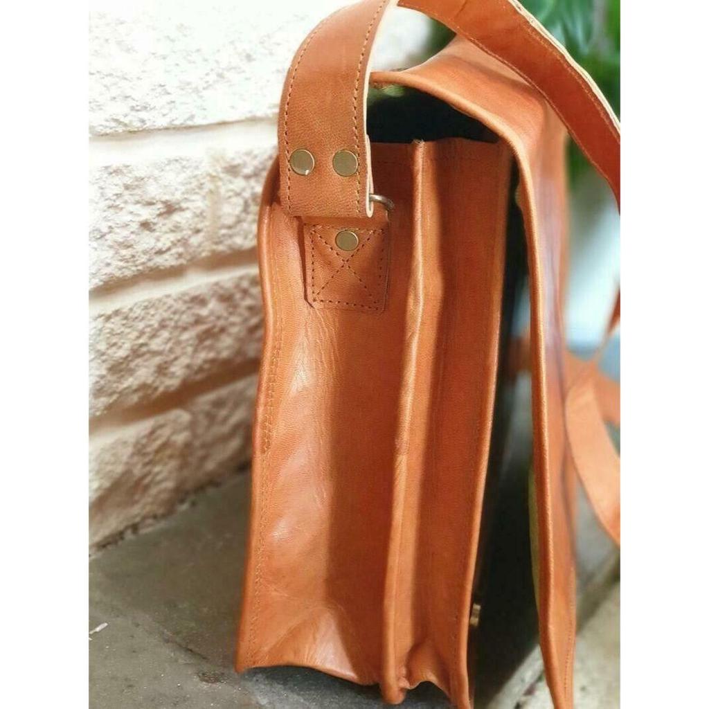 Brown Leather Classic Shoulder Laptop Bag New Men's Genuine Vintage Briefcase