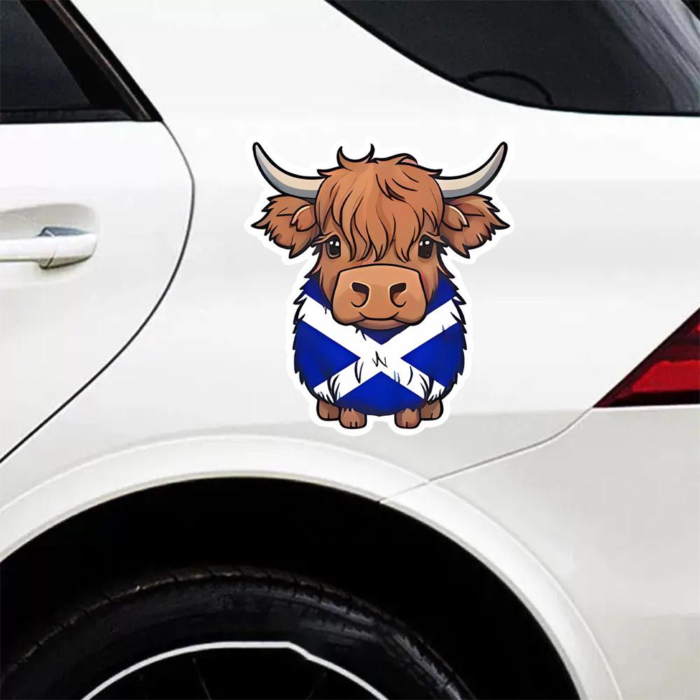 Cute Scottish Highland Cow Vinyl Decal Sticker - Durable Waterproof Artwork for Laptops Cars Bins And More Q138