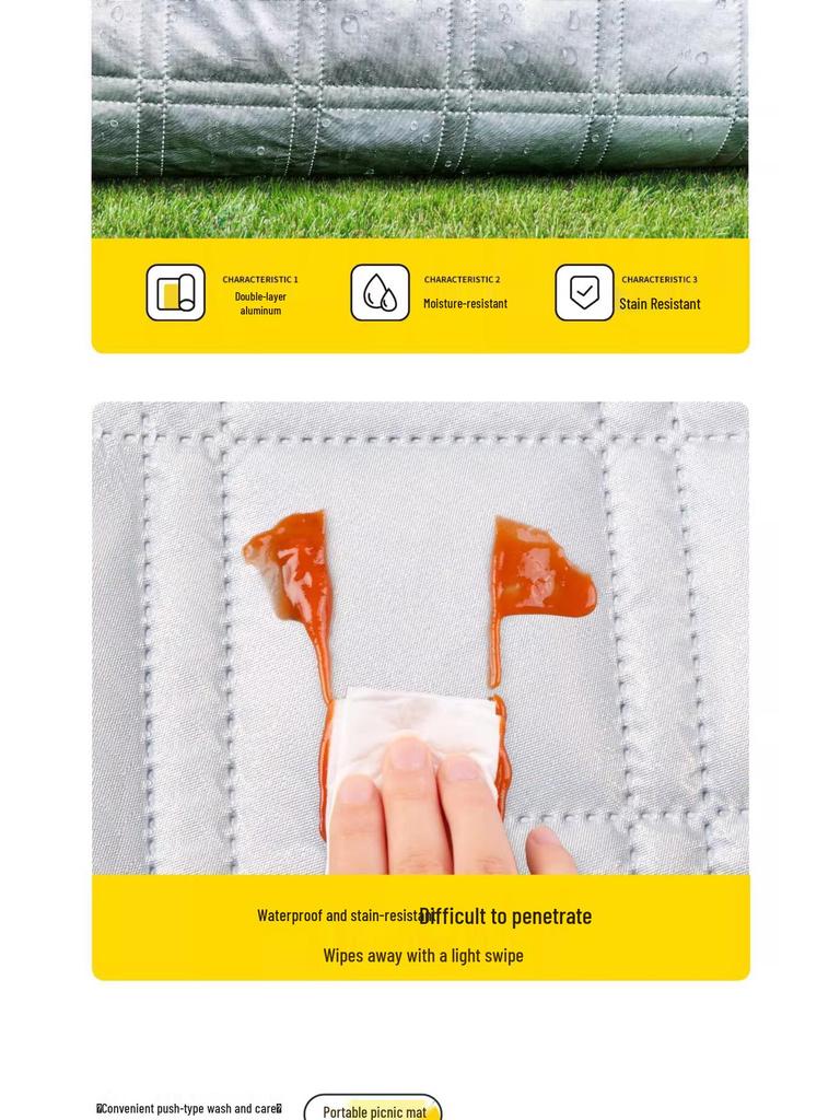 Waterproof Aluminum Foil Picnic Mat: Thick, Moisture-Proof, Foldable, Portable, Ideal for Camping and Outdoors