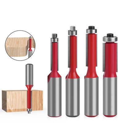 1/4pc 1/2 pouces 12mm extrémité de tige double cannelures roulement à billes affleurant fraise à tige droite garniture fraises à bois pour le travail du bois