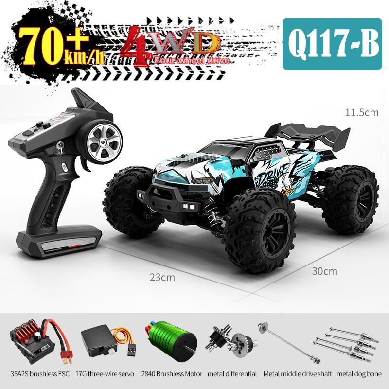 JJRC 1:16 4WD RC Car 70KM/H With Led Lights 2.4G Inductor Remote Control Off-Road Cars High Speed Brushless Motor Children Toys