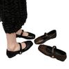Mary Jane Metal Fairy Ladyshoes 2025 Retro Flat Bottom Black Light Mouth New Ballet Single Shoes Small Fragrant Wind