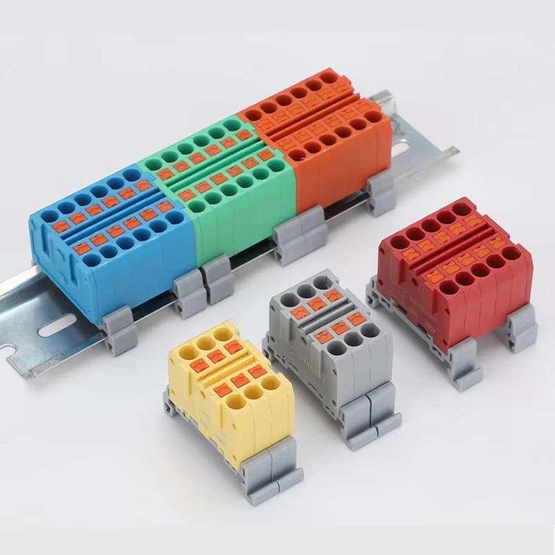 Splicing Din Rail Push In Spring Terminal Block, Multi Input Multi Output Wire Connector, Quick Connection Terminal Block