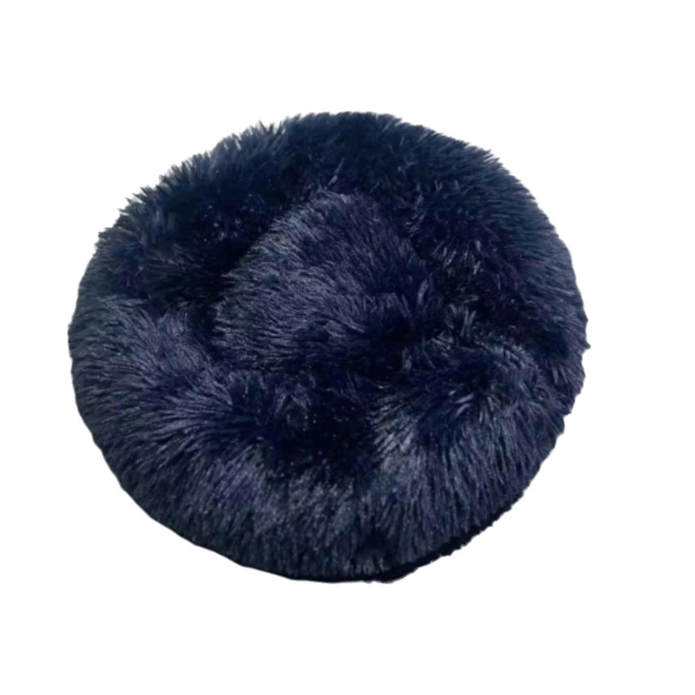 

Round Cat Plush Nest Anti Slip Long Plush Nest Super Soft Dogs Basket Cushion Winter S темно-синього кольору