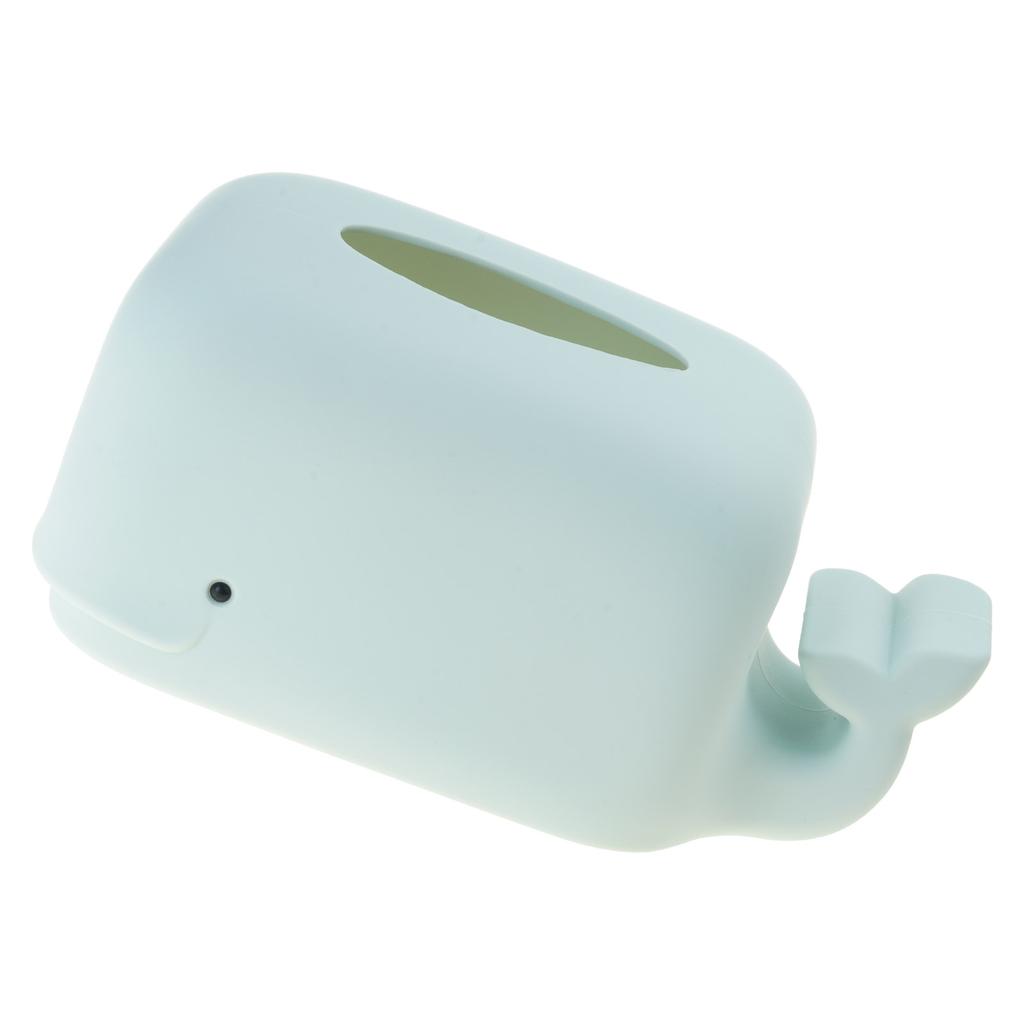 Large Capacity Whale Tissue Box Cover Silicone Flexible Napkin Holder Paper Towel Container for Home Office and Bedroom