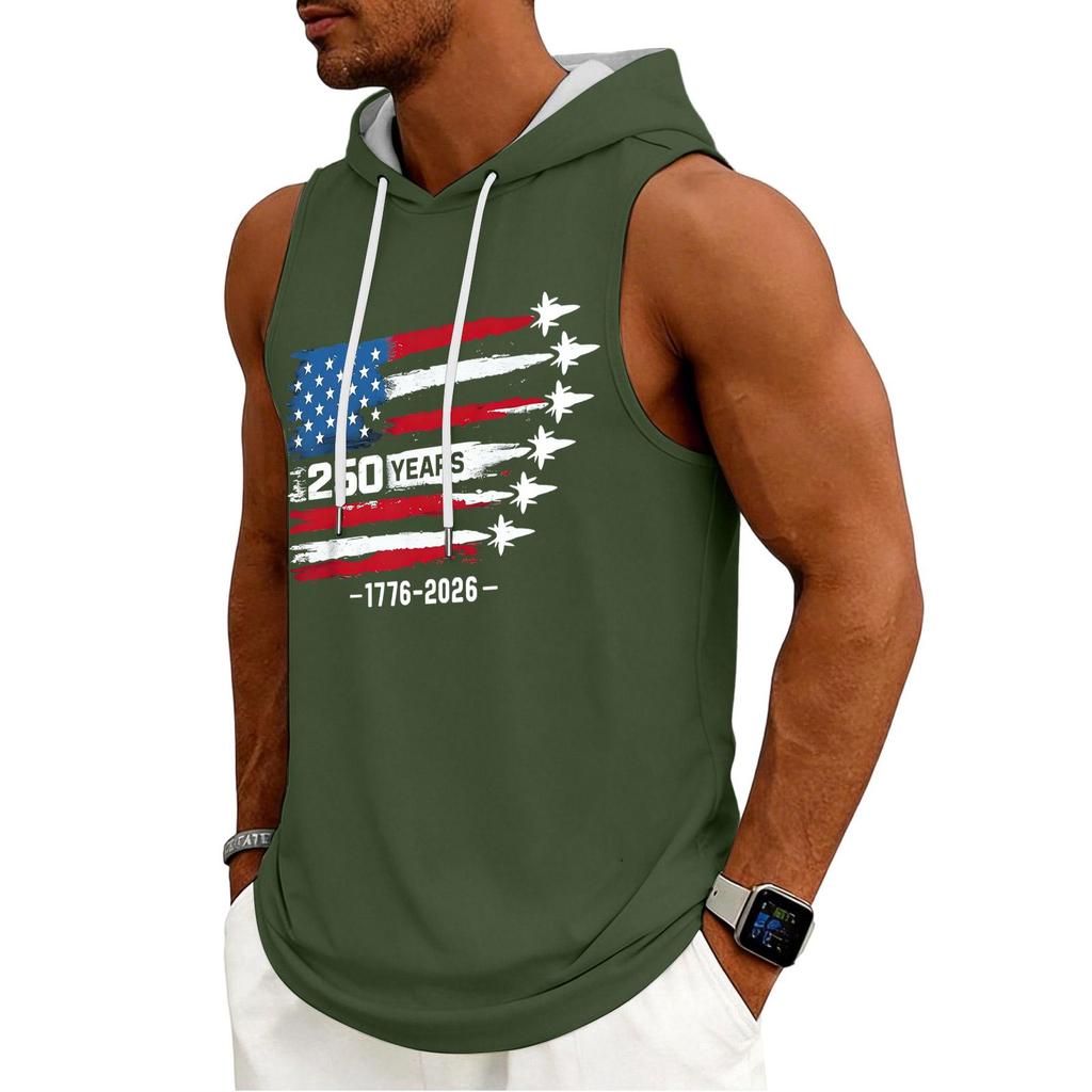 Men's Tank Top Gym Sleeveless Hoodie Shirt Washed Sports Muscle Shirts Fitness Vest With Hood