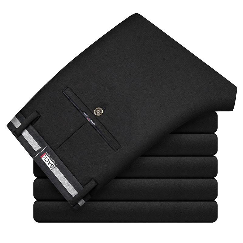 2024 Summer Thin Men'S Casual Pants Straight Leg Loose Western Pants Ice Silk Elastic Drop Business Long Pants