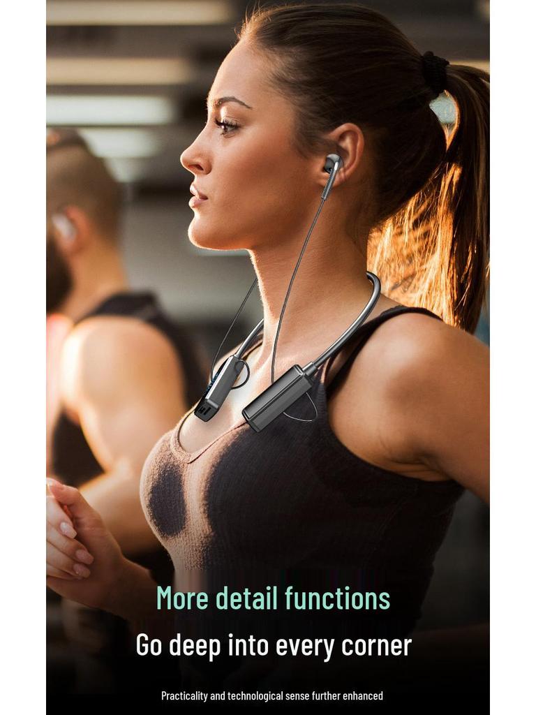 Wireless Neckband Bluetooth Headset with Digital Display, Long Battery, Waterproof, Sport Headphones & Gaming Memory Card