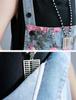 Mouhoukyo Denim Denim Loose Casual Cute Floral Sizes Women's Overalls, Wide-Leg Pants, All-in-One Pants, Fit, Jeans, Print, Spring, Summer, Autumn,