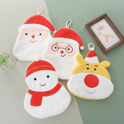Christmas Hand Towel Creative Snowman Santa Claus Shape Handkerchief Towels Kitchen Bathroom Absorbent Hand Cloth Xmas Decor