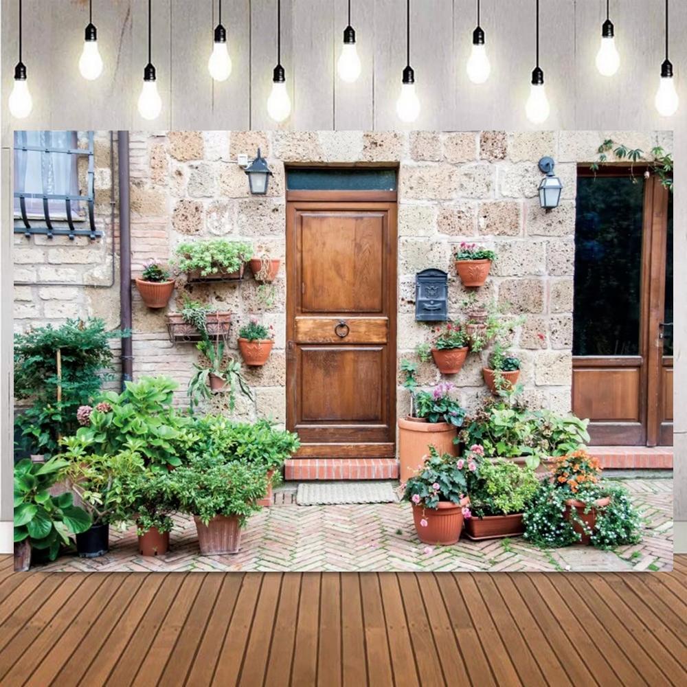 European Vintage Streets Photo Backdrop Romantic Floral Spring Scenery Photography Background for Adult Child Portrait Home Deco9