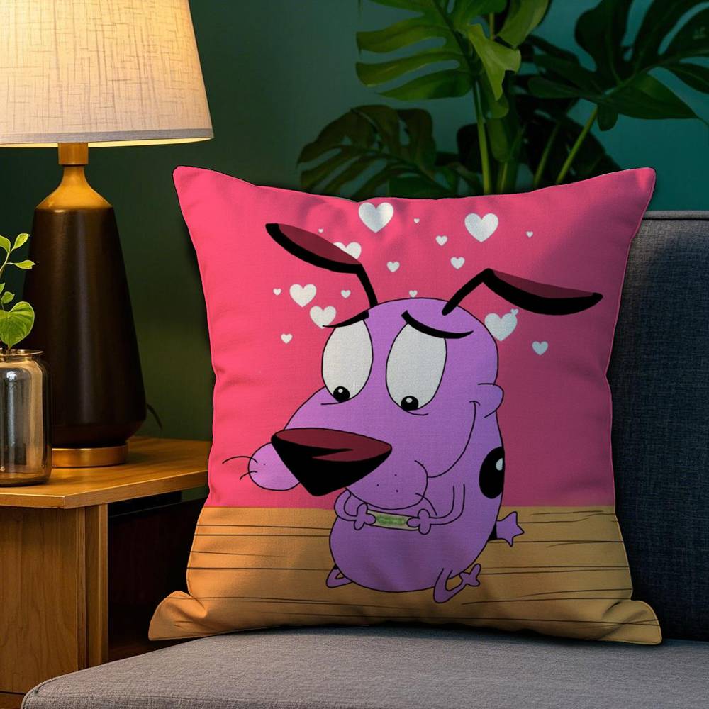

Cartoon CCourage Cowardly Dog Pillow Case Sofa Living Room Bedroom Doublesided Printing Square Cushion Nap Time Pillow Case 30x30cm