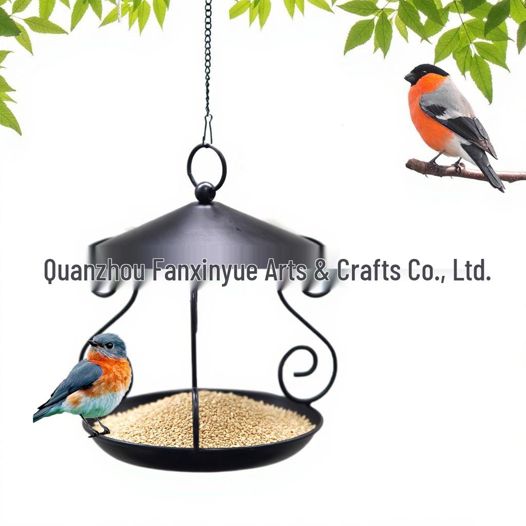 Wrought Iron Waterproof Bird Feeder for Outdoor Courtyard and Garden