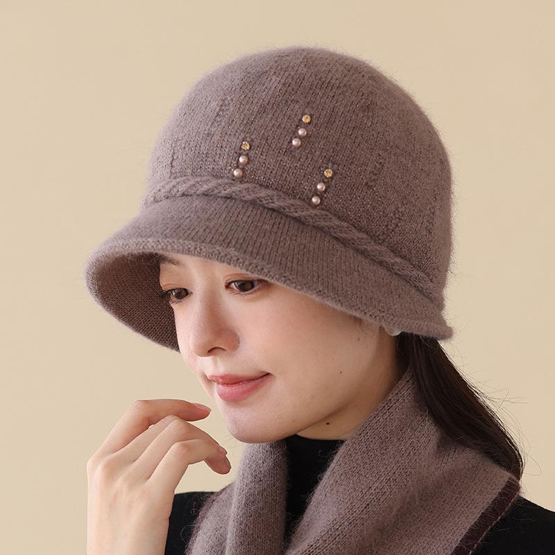 Hat Ladies Knitted Wool Hat Fashion Thermal Hat Peaked Hat Autumn and Winter New