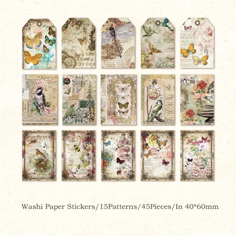 Journamm 45 buc/pachet Pachet de autocolante Srapbook Materiale vintage Decor Junk Journal DIY Album foto Colaj Jurnal Autocolant Papetarie