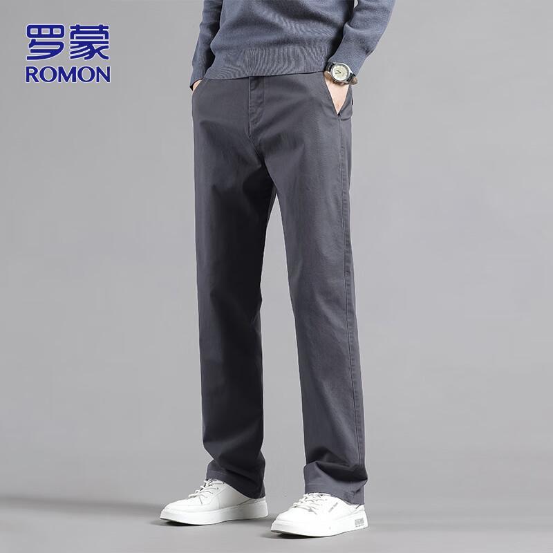 Romon Men s Autumn/Winter Straight-Leg Casual Business Pants L