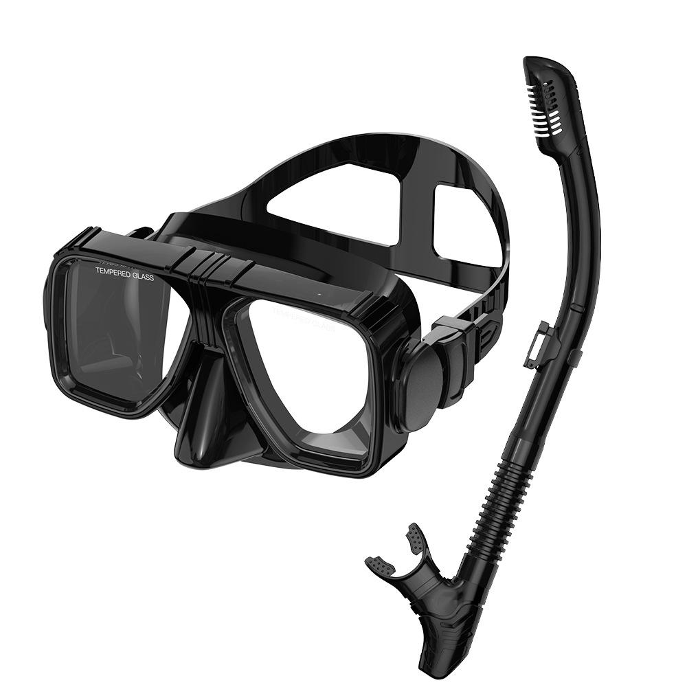 Full Dry Top Snorkel Mask Scuba Tempered Glass Lens Adjustable Straps Liquid Silicone Skirt Classic Diving Goggles Swimming Set Adult