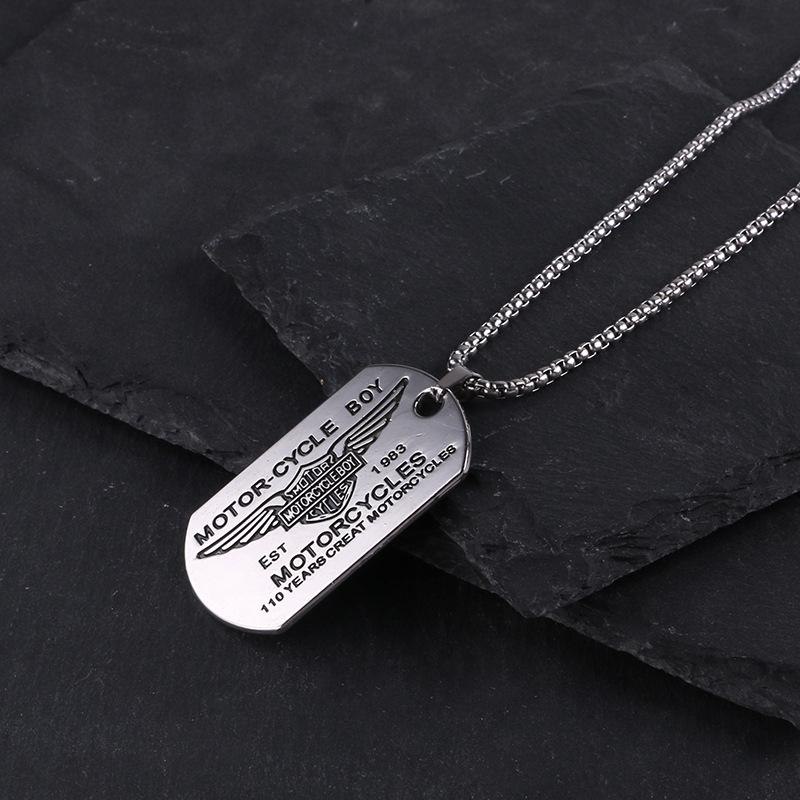 European & American Influencer Trendy Men's Pendant Necklace: Stainless Steel Titanium Dog Tag, Hip-Hop Street Cool Style.