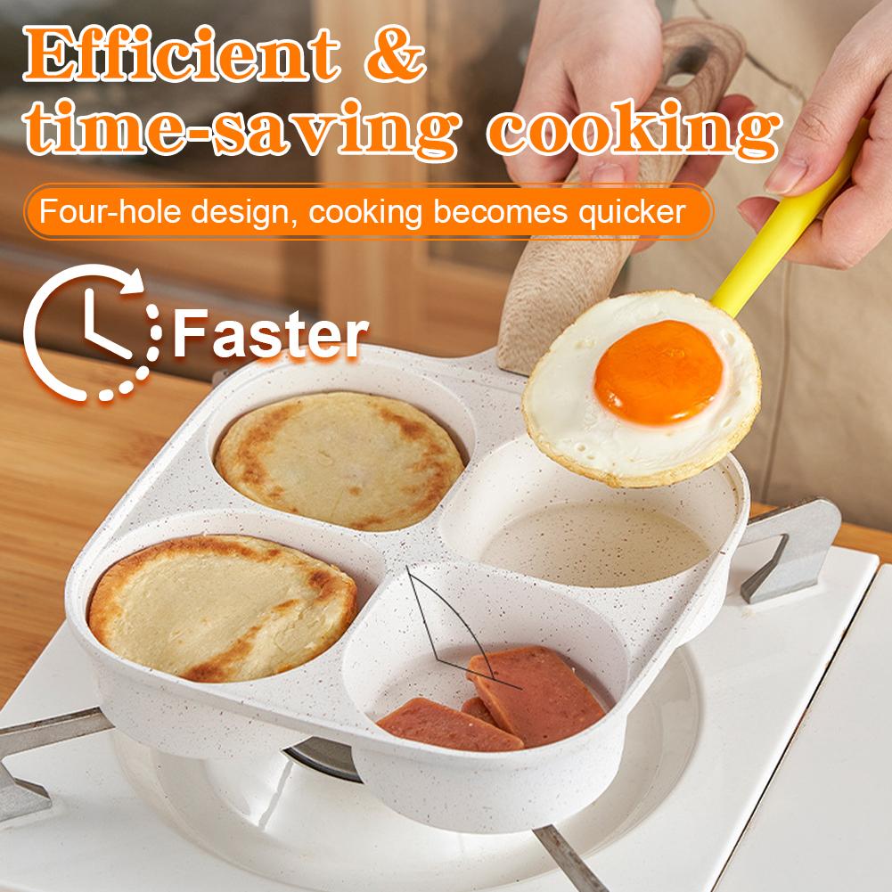 Nonstick Granite Omelette Skillet Pancake Pan 4-Cup Skillet Egg Cooker Pan Mold with Heat-Resistant Handle for Kitchen All Stove