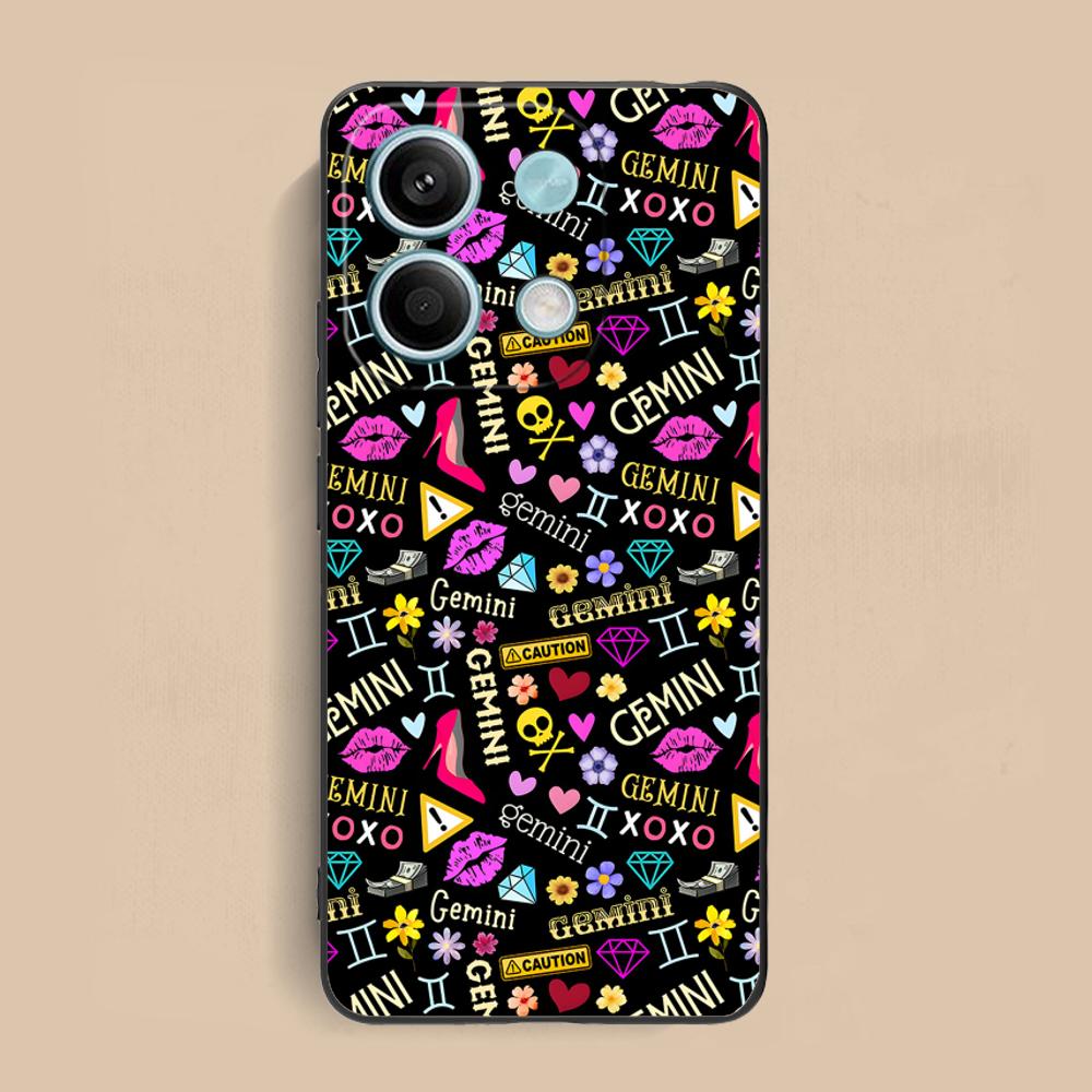Zodiac Sign Gemini Mobile Phone Case for Xiaomi Redmi Note 14 13 12 11 S Pro Plus 4G 5G Colorful Printing Cover Luxury Cover