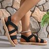 Fashion Summer New Flats Sole Women Sandals Fashion Cross Band Plus Size 43 Beach Sandels 2025 Hot Seller Ladies Vacation Zapatillas