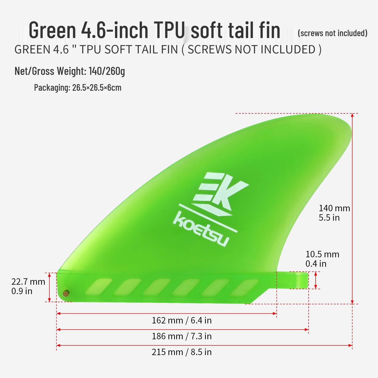 

KOETSU 4.6 Bendable TPU Paddleboard Fin - Soft Whitewater Surfboard Rudder
