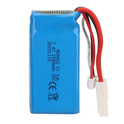 RC Boat 7.4V 1500mAh Lithium Battery Lightweight Overcharge Short Circuit Protection for V913 L969 K959 Remote Control Boat with EL?2P Plug