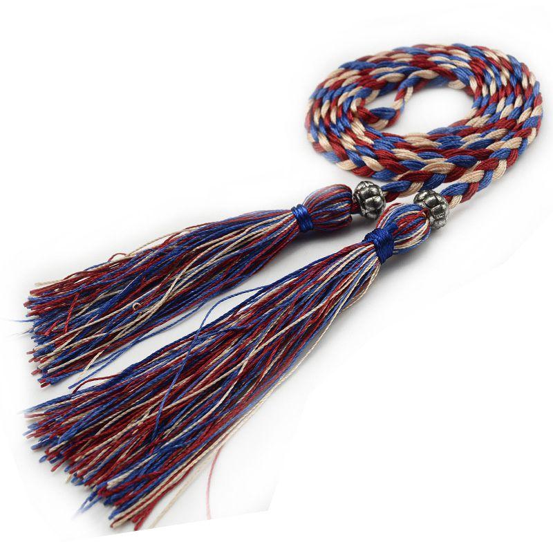 Curea de fustă cu fundă din frânghie în stil coreean, cu noduri subțiri, țesute decorative cu ciucuri, lanț pentru talie, curea pentru studenți, pentru femei