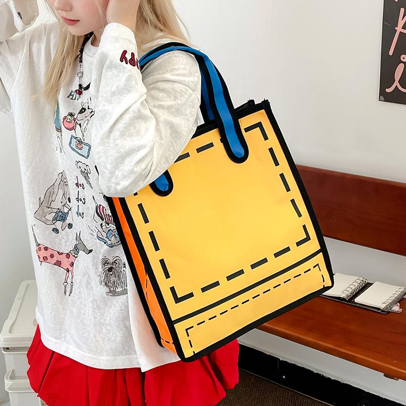 2025 New Two-dimensional Cartoon Japanese Girl Nylon Bag Women's Portable Shopping Bag Color Matching Large-capacity Shoulder Bag