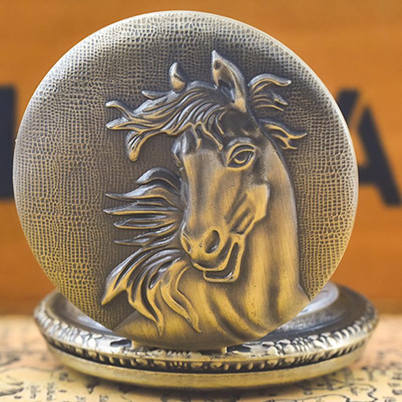 Classic Western Riding Cowboy Horse Quartz Pocket Watch Retro Men's Women's Necklace Pendant Gift