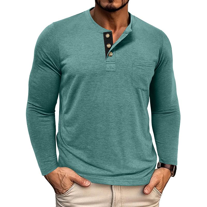 Men S Casual Long Sleeve Color Block Henley T Shirt