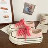 Cream platform canvas shoes women's thin summer new trendy niche big head muffin student white shoes