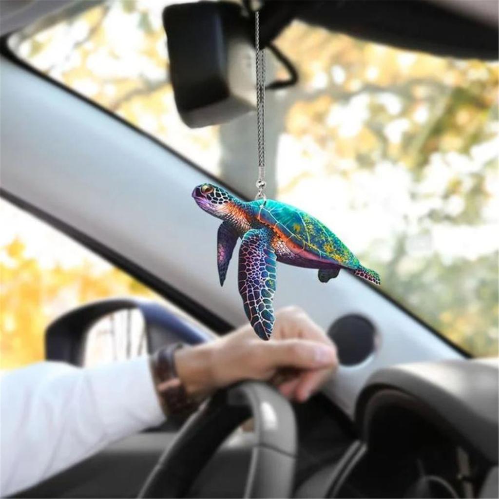 Sea Turtle Mom With Baby Ornament, Cute Car Ornament, Turtle Hanging Ornament