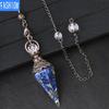 Colorful Crystal Pendulum Bronze Fashion Natural Gravel Resin Spring Hexagonal Cone Pendant