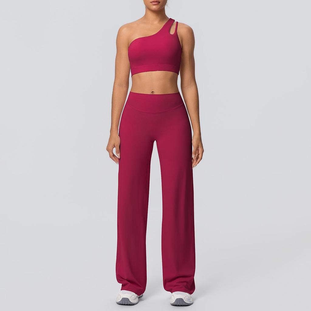 Cloud-Like Casual High Waist Yoga Set - Women's Sporty Wide Leg Fitness Wear