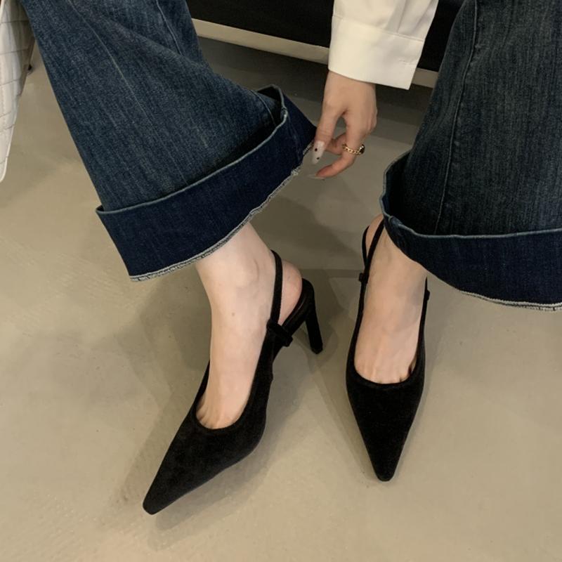 Fashion SUOJIALUN 2025 New Brand Women Sandal Shoes Thin High Heel Ladies Elegant Slingback Shoes Pointed Toe Slip On Dress Mules Pumps