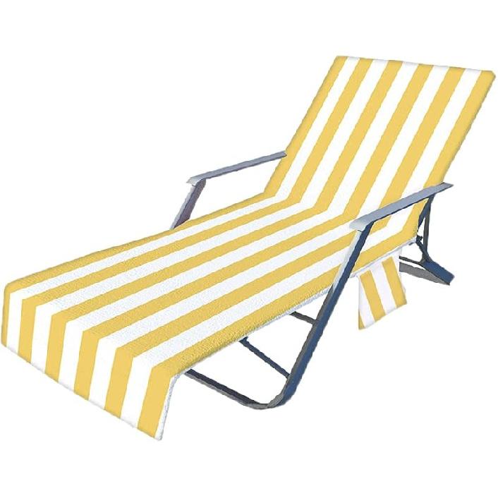Patio Chaise Lounges Covers, Beach Lounges Chair Towel Cover,Soft Microfiber Patio Pool Chairs Cover with Side Pockets,83 X 30inch Chair Cover for