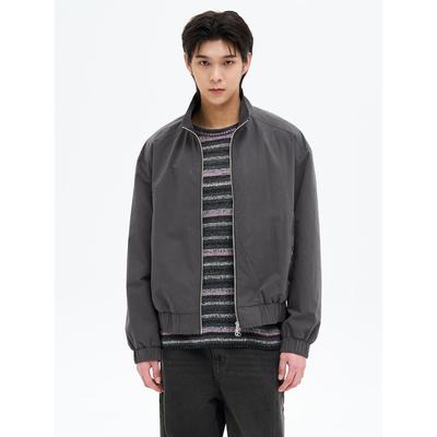 Zip-Up High-Neck Blouson Ash