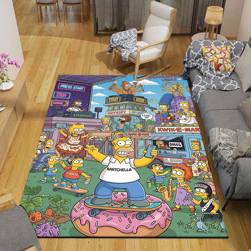 1Pc Simpsons Springfield Viral Event Rug Office Carpet Indoor Outdoor Doormat Nonslip Soft Living Room Christmas Halloween Gift D922832