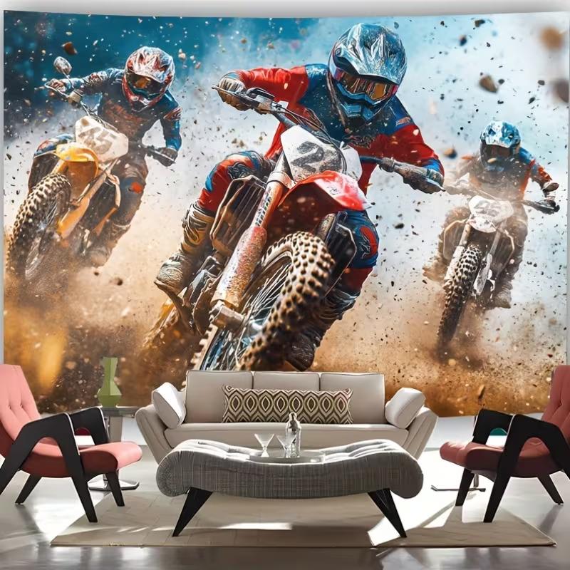 Arazzo Corsa Motocross 2D, Sfondo Pilota Motocross Estremo