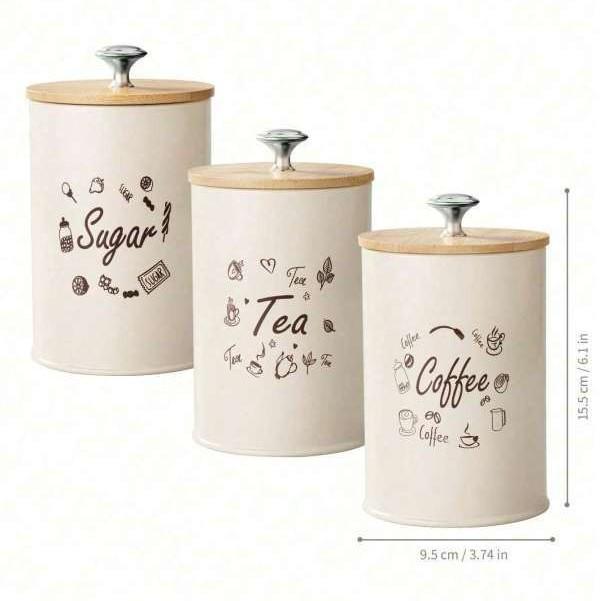 In-Stock Minimalist Metal Tea Caddy with Bamboo Lid for Snacks, Coffee, and Candy Storage