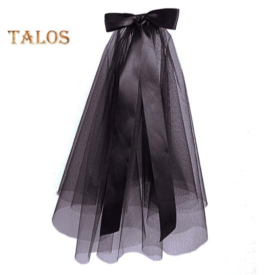 

Вуаль на Хэллоуин, двухслойная лента, бант, украшение, мягкая сетчатая вуаль, свадебные аксессуары для косплея на Хэллоуин чёрный