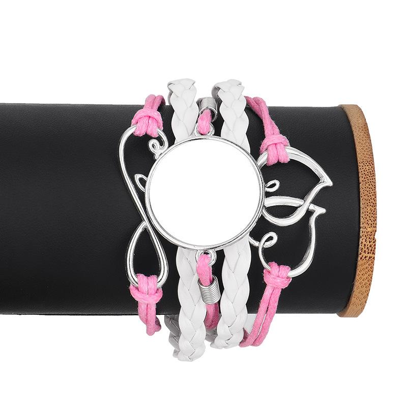 Sublimation Woven Leather Rope Bracelet Casual Jewelry Bracelets DIY Heat Transfer Blanks For Creative Fashion Jewelry Gifts