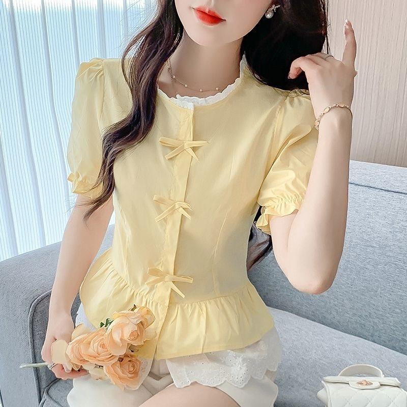 Soft Satin Butterfly Bow Blouse With 3d Pattern For Women Spring 2025