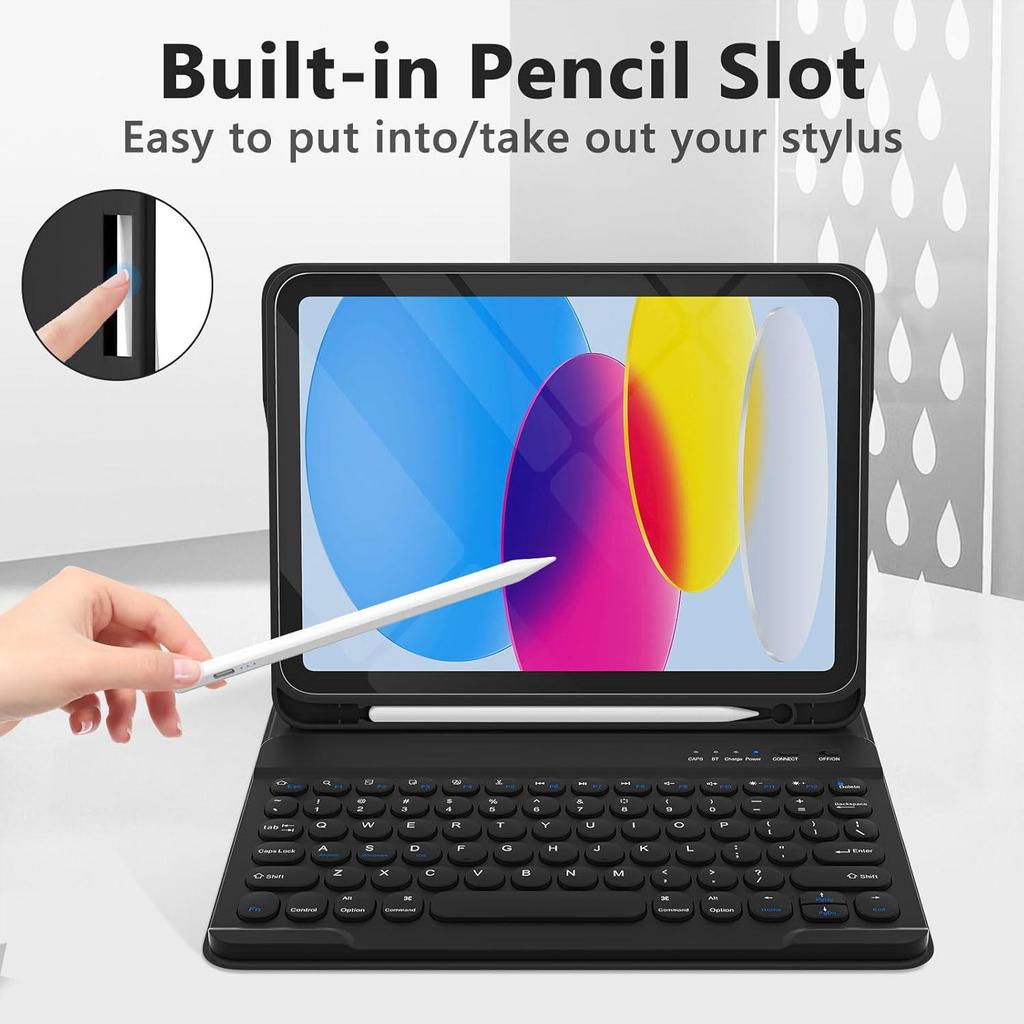 Redmi Pad 2 Tablet Case with Detachable Bluetooth Keyboard, Pen Slot, Round Cap, and Bluetooth Mouse