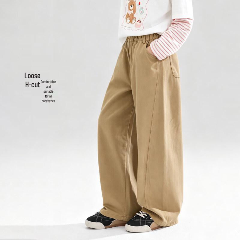 ZUOXI Girls' Soft Washed Cotton Casual Straight-Leg Pants