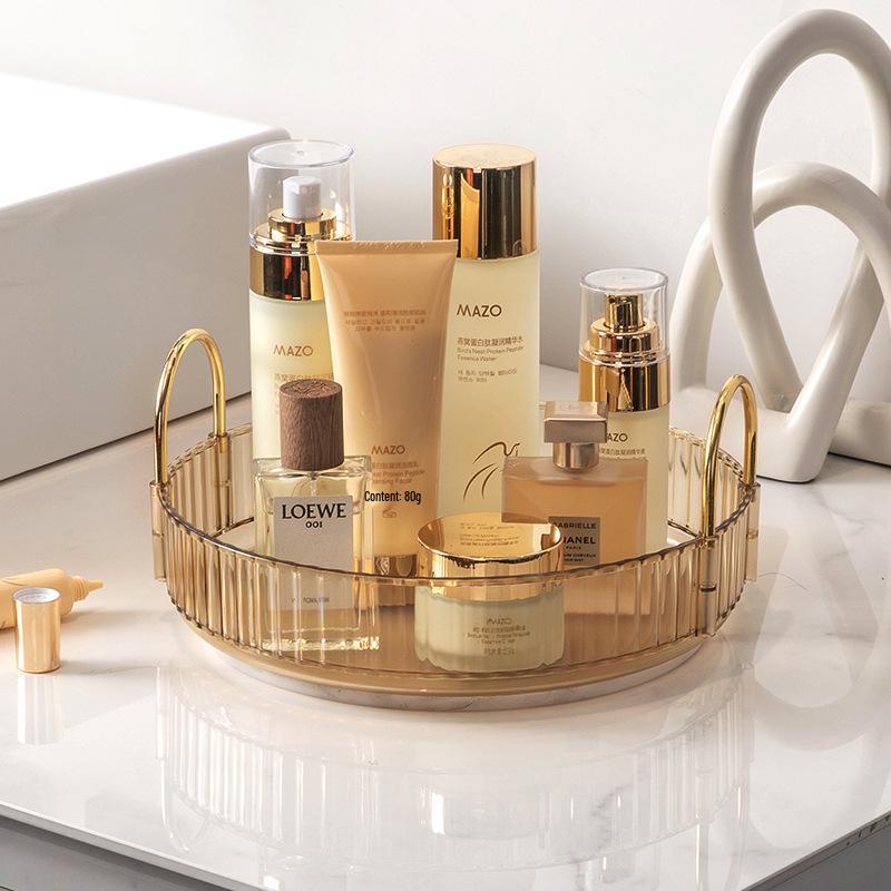 Luxury Rotating Cosmetic Organizer: Bathroom Shelf & Dressing Table Storage for Lipsticks & Skincare Products