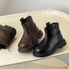 2025 Winter New Children's Martin Boots Fashion Versatile Girls Short Boots Korean Version Simple Girls Leather Boots